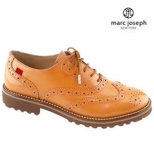 MARC JOSEPH Central Park West Wingtip Oxford in Camel Napa Leather Size 9.5 NWOT